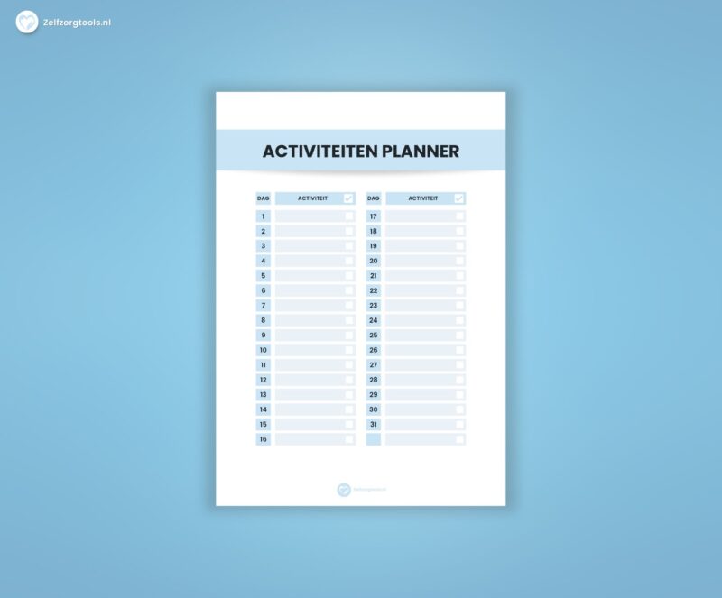 Digitale Activiteitenplanner maandweergave