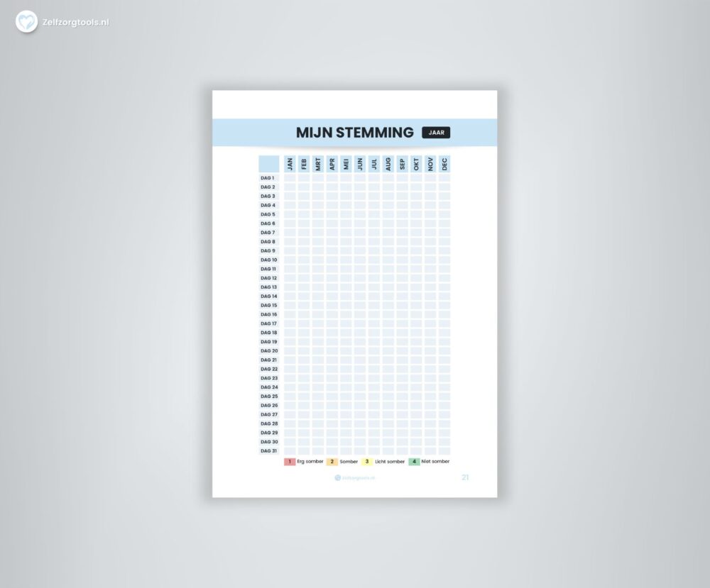 Werkblad Moodtracker - Jaar