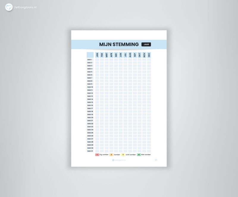 Werkblad Moodtracker - Jaar