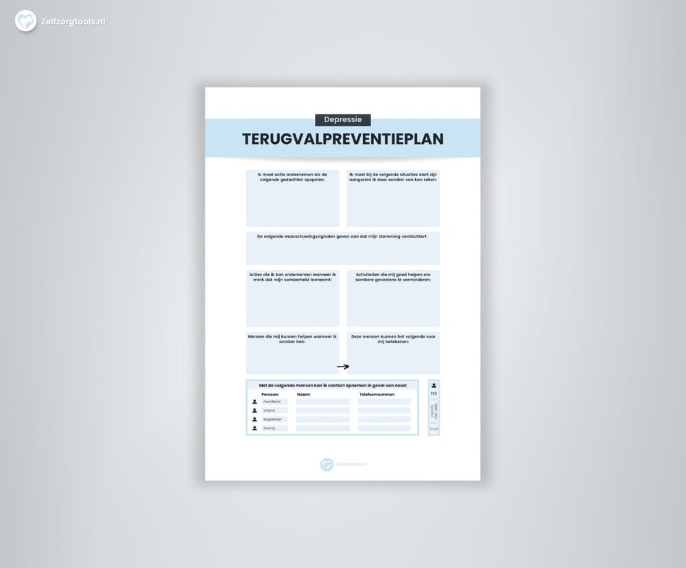 Werkblad Terugvalpreventieplan Depressie