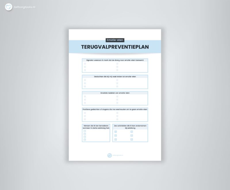 Werkblad Terugvalpreventieplan Emotie-eten