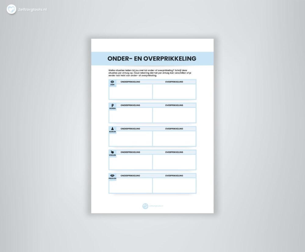 Werkblad onderprikkeling en overprikkeling signaleren