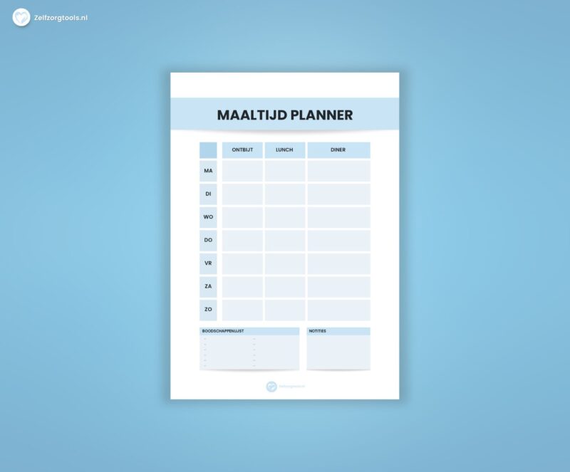 Maaltijdplanner Werkblad