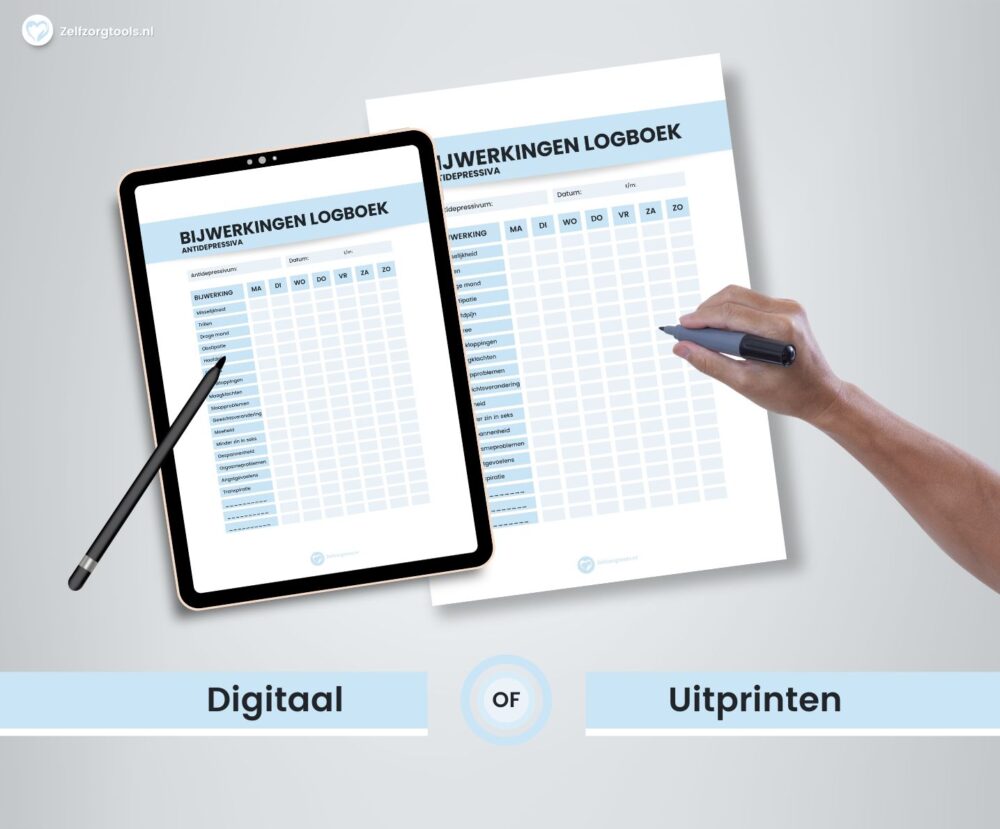 Digitaal Werkblad Bijwerkingen logboek Antidepressiva - Week