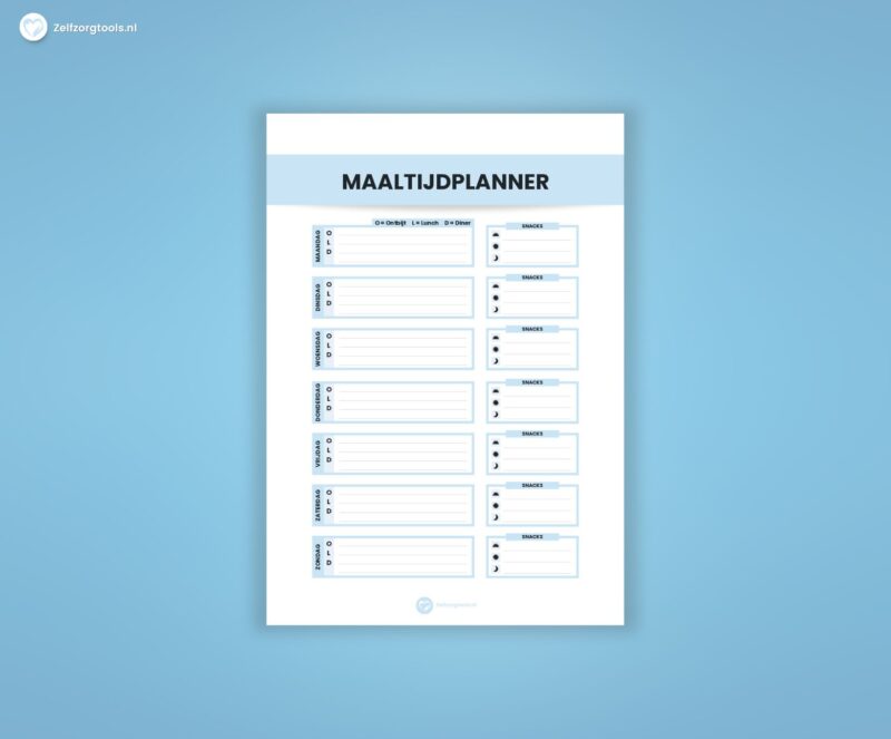 Maaltijdplanner Digitaal in te vullen