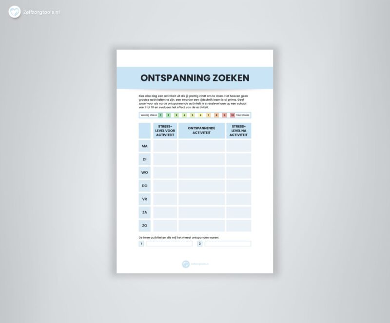 Digitaal Werkblad Ontspanning zoeken