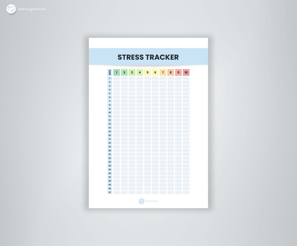 Digitale Werkblad Stresstracker Maand