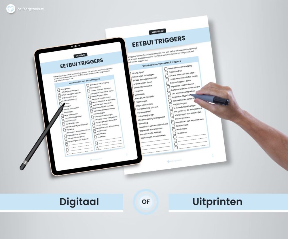 Eetbui Triggers Werkblad Digitaal invullen of Uitprinten