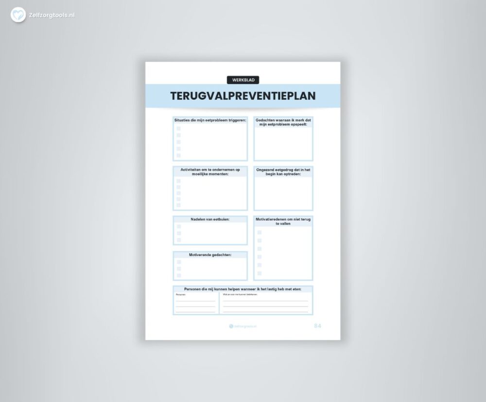 Terugvalpreventieplan Eetstoornis Werkblad PDF