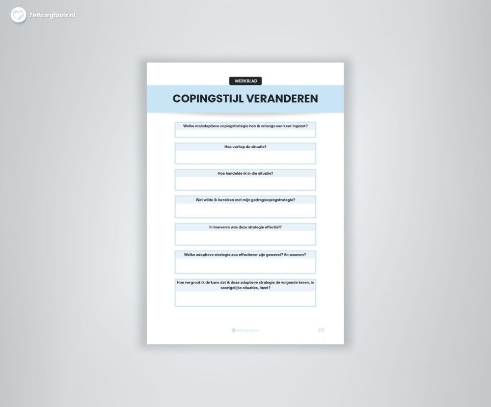 Copingstijl veranderen Werkblad PDF