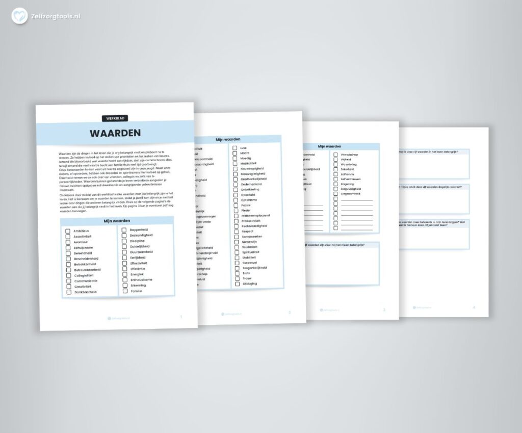 Mijn Waarden – Werkblad - Zelfzorgtools
