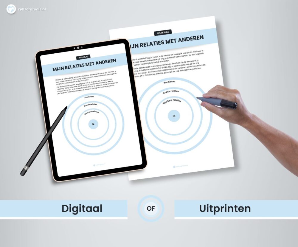 Mijn relaties met anderen Werkblad PDF Digitaal of Afdrukken