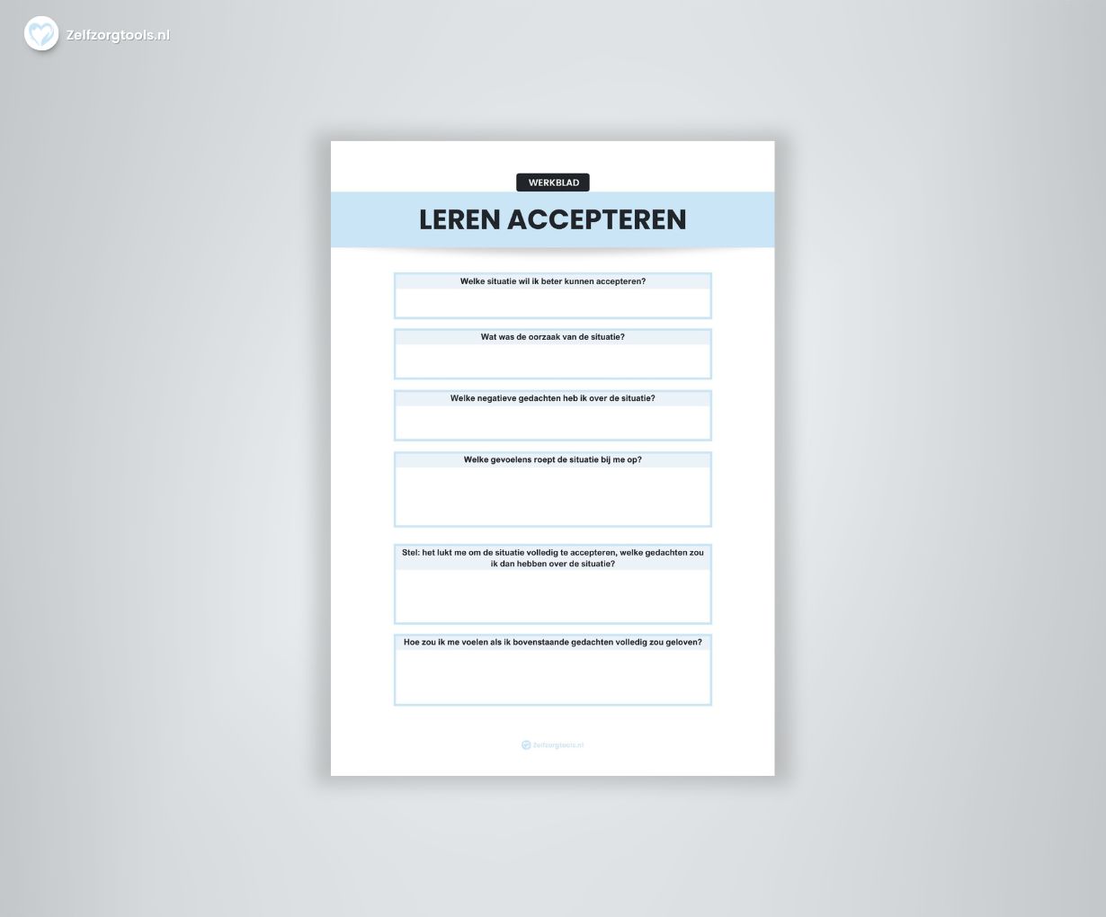 Leren Accepteren – Werkblad - Zelfzorgtools